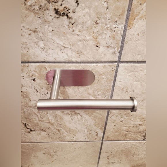 NIB Stainless Steel Toilet Paper Holder / No Punch /Easy 3M Stick Decor Bathroom - Picture 5 of 15